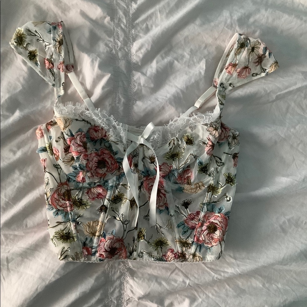 Victoria’s Secret White Floral Corset Top